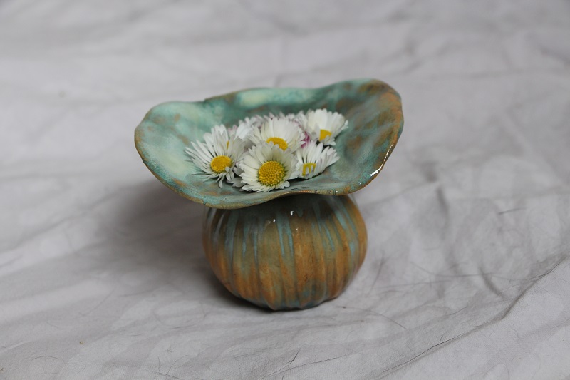 vase à pâquerettes - grès émaillé