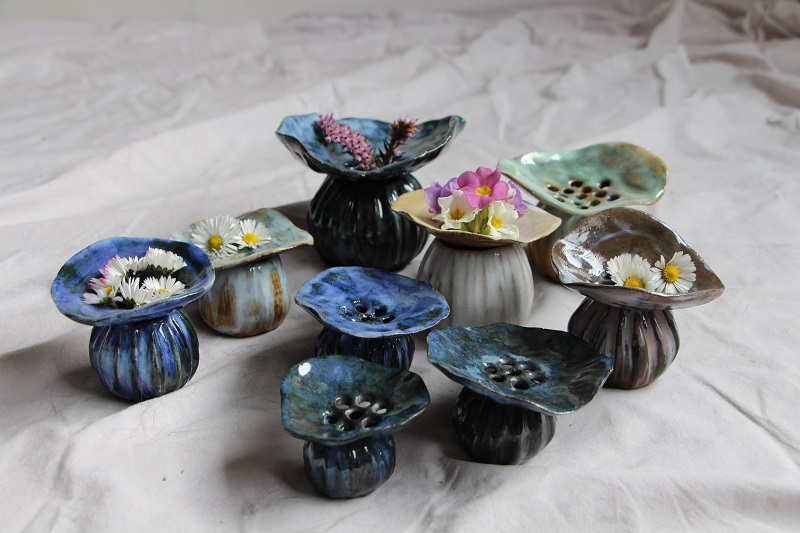 vase à pâquerettes - grès émaillé